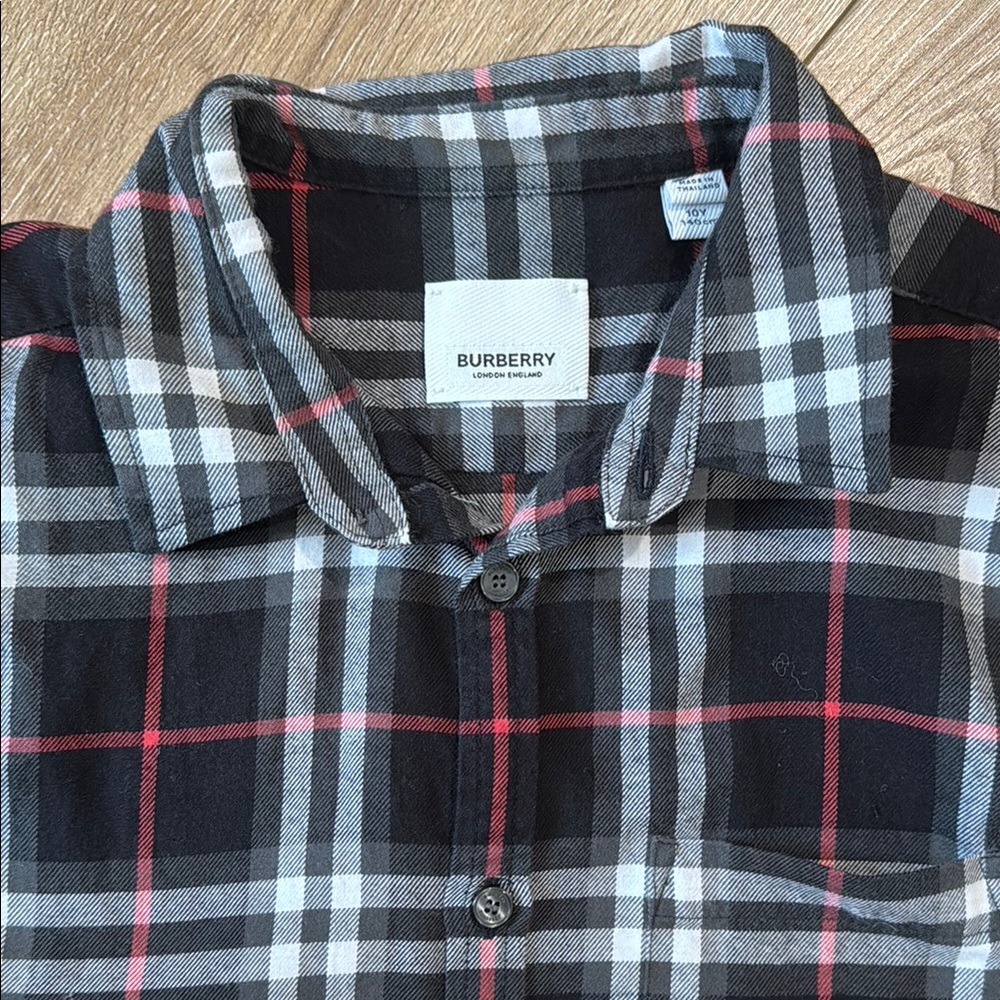 Burberry Boys Black Plaid Shirt